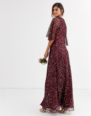 wine sequin maxi dress