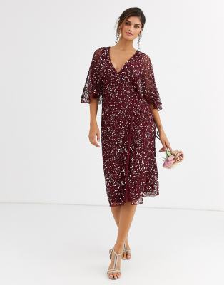 wrap midi bridesmaid dress