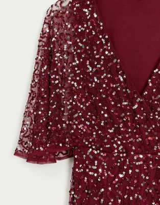 wine sequin dress