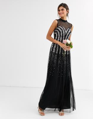 maya sleeveless embellished maxi dress