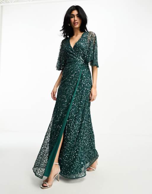 Emerald Green Sequin Fit and Flare Dress