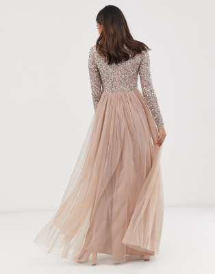 bridesmaid long sleeve maxi dress