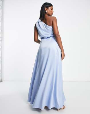 Maya Bridesmaid one shoulder maxi dress in baby blue