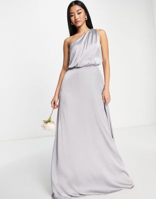 grey one shoulder maxi dress