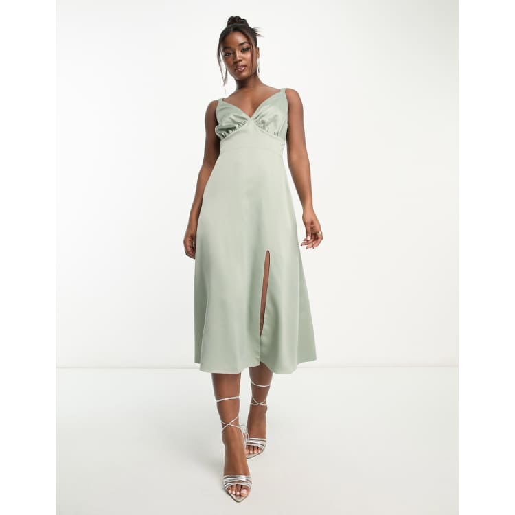 Silence + Noise Midi Slip Dress with Thigh Slit Shop