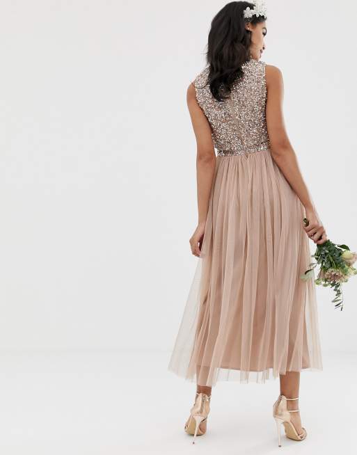 Maya bridesmaid sleeveless store midaxi tulle dress