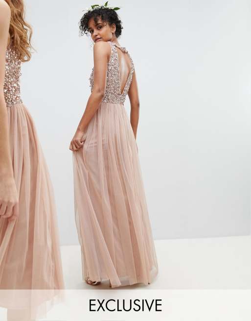 Maya sequin top maxi bridesmaid dress best sale