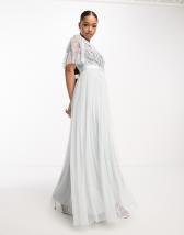 Maya Maternity Bridesmaid long sleeve maxi dress with delicate