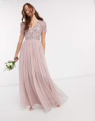 blush pink sparkly bridesmaid dresses