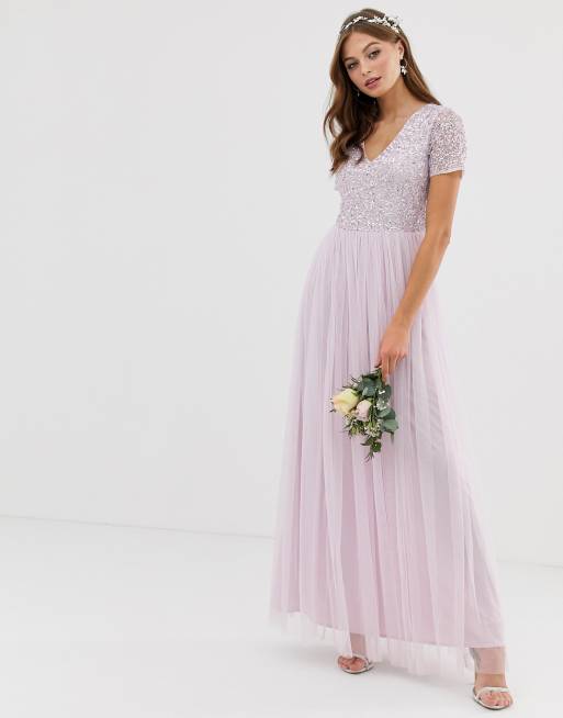 Lilac sequin 2025 bridesmaid dress