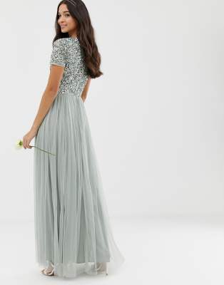 maya bridesmaid v neck maxi tulle dress