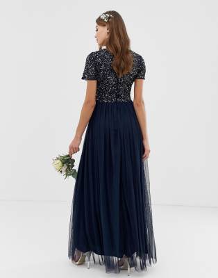 maya bridesmaid v neck maxi tulle dress