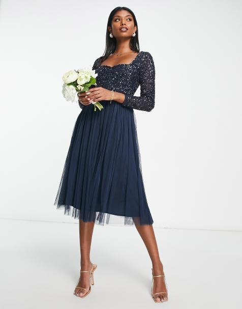 Navy blue dress sales for wedding guest