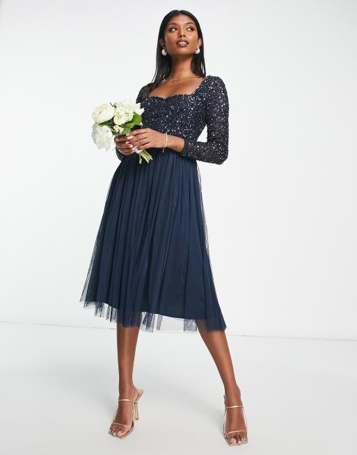 Navy midi 2025 occasion dress