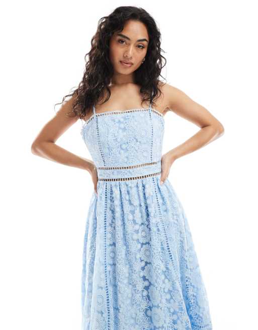 Maya Cami midi dress in light blue, 2 of 4
