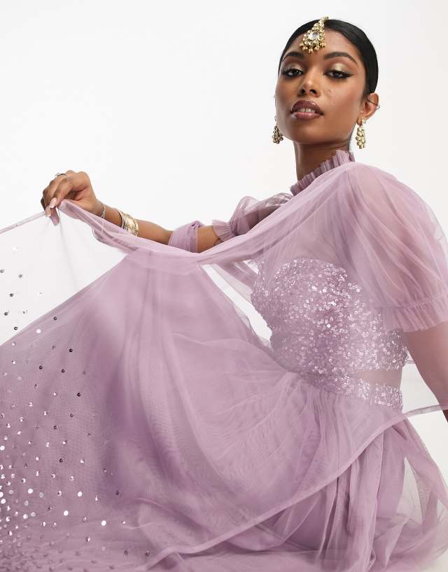 Maya - delicate sequin dupatta in lilac co-ord