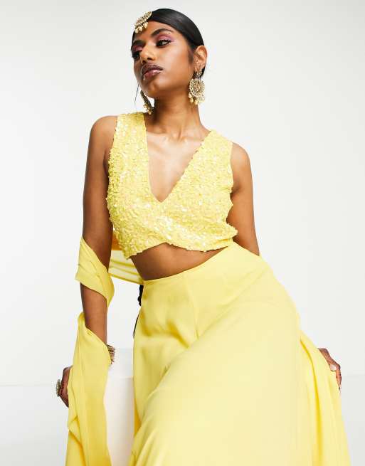 Golden yellow sale crop top