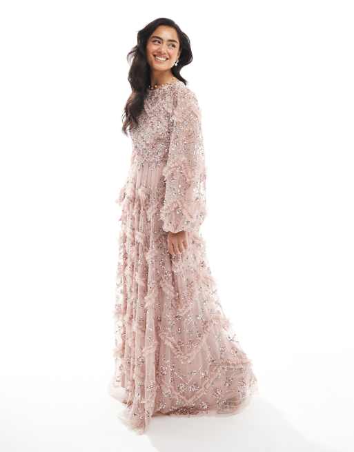 asos maya fully embellished bridal maxi dress in white price Maya Bridal embroidered puff sleeve maxi dress in ivory