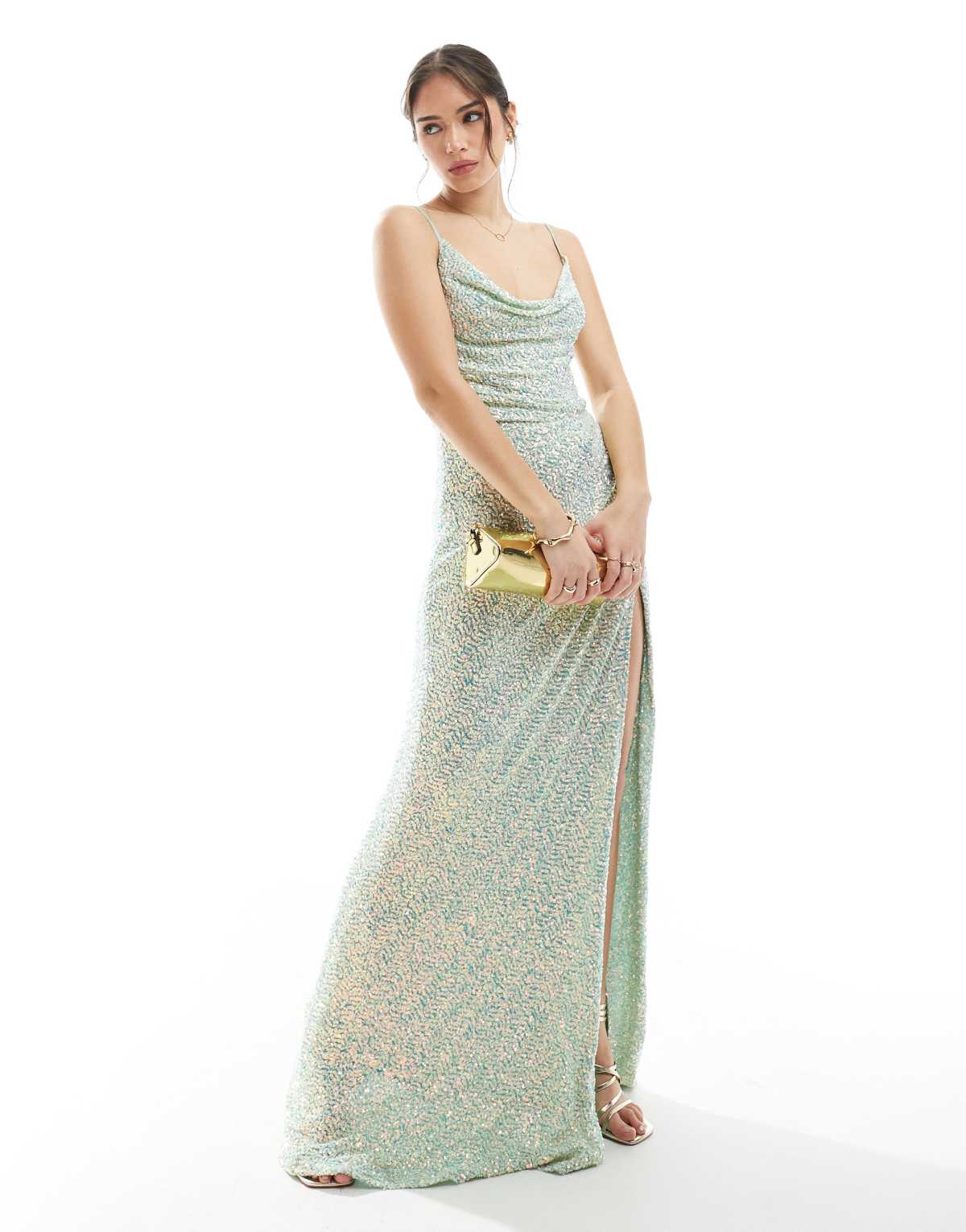 Maya Embellished cami cowl neck maxi dress in multi