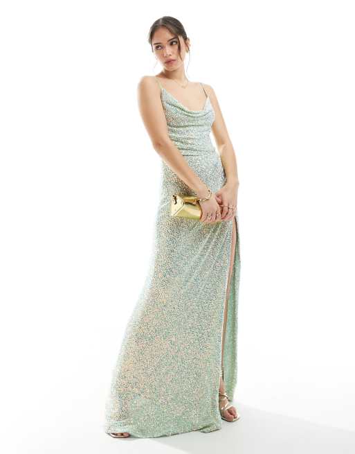 Maya Embellished cami cowl neck maxi dress in multi