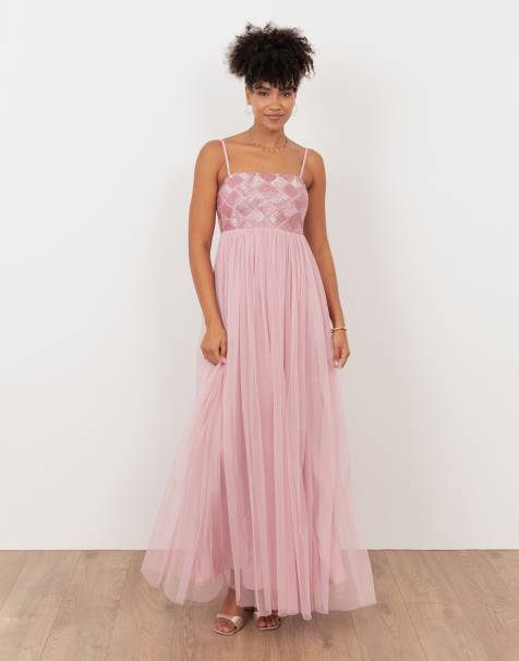 Maya Embellished cami maxi dress in soft pink - view 1