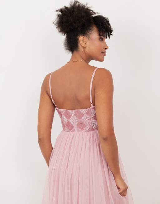 Maya Embellished cami maxi dress in soft pink, 2 of 4