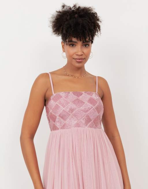 Maya Embellished cami maxi dress in soft pink, 4 of 4