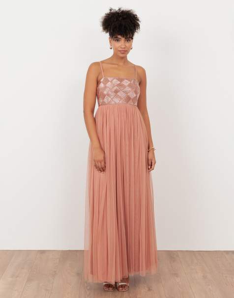Maya Embellished cami maxi dress in terracotta pink