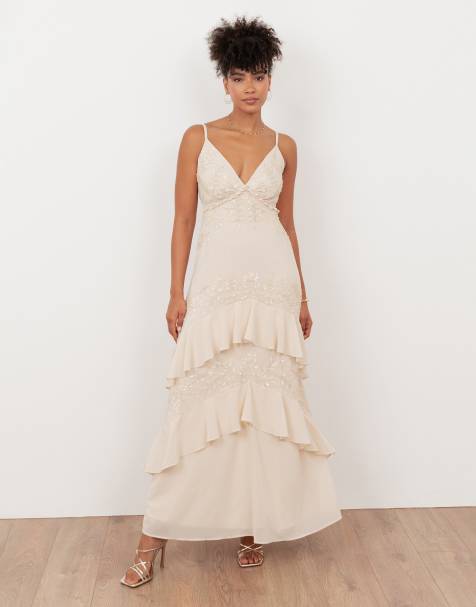 Maya Embellished cami maxi dress in vanilla - view 1