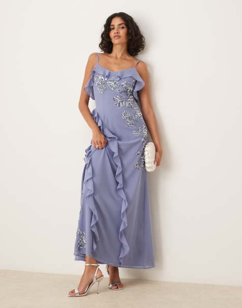 Maya Embellished cold shoulder maxi dress in lavender blue