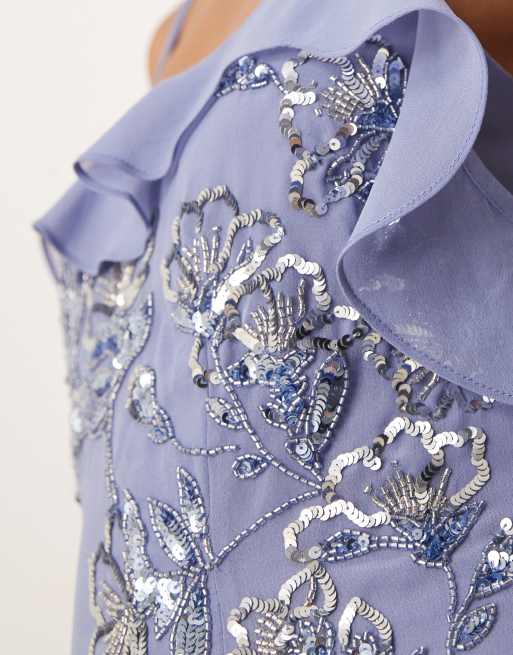 Maya Embellished cold shoulder maxi dress in lavender blue, 2 of 4