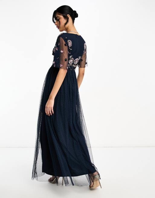 Embellished maxi 2025 dress navy