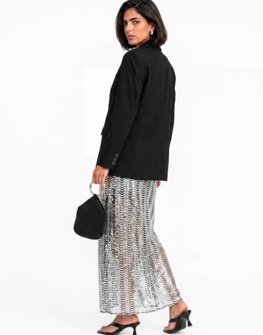 Maya Embellished midaxi skirt in silver, 2 of 5