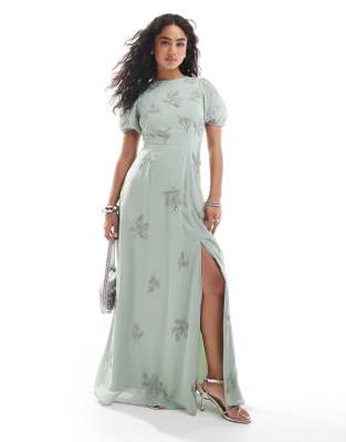 Maison Scotch maxi dress with open back in lime green Compare Closer