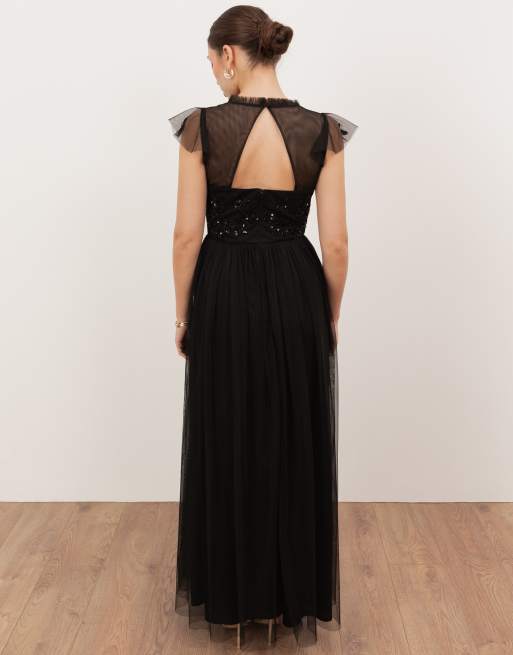 Maya Embellished open back maxi dress in black | ASOS