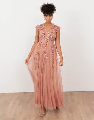 Maya Embellished Open Back Maxi Dress In Pink