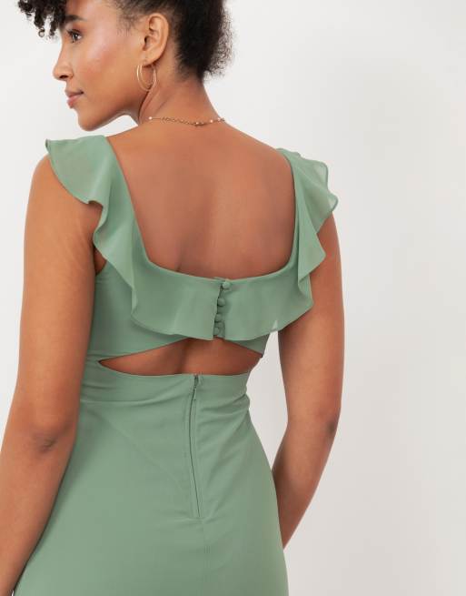 Maya Embellished ruffle maxi dress in deep mint, 4 of 4