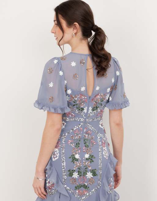 maya embellished short sleeve maxi dress Black Embellished Short Sleeve Maxi Dress with Open Back | Maya Deluxe