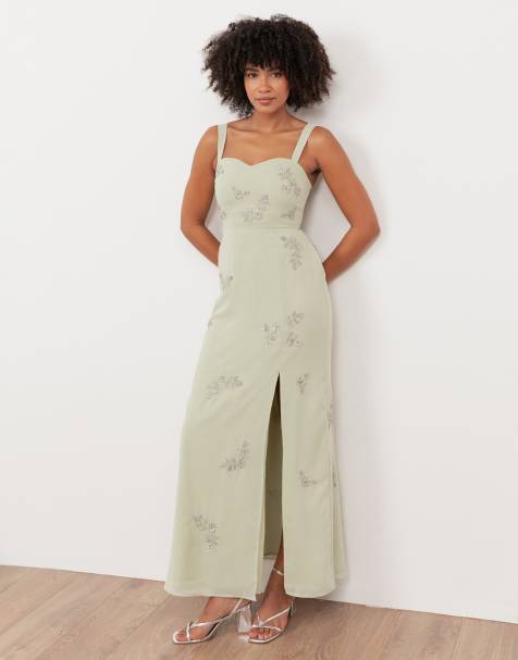 Maya Embellished strappy maxi dress in meadow green - view 1