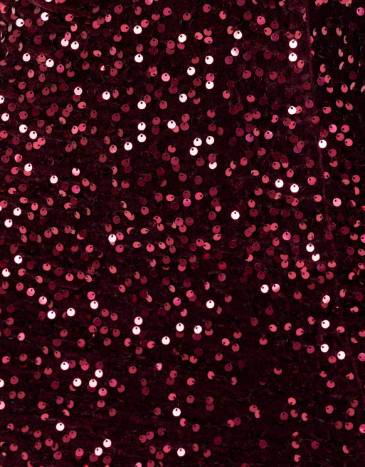 Maya Embellished velvet halter neck midi dress in burgundy, 5 of 5