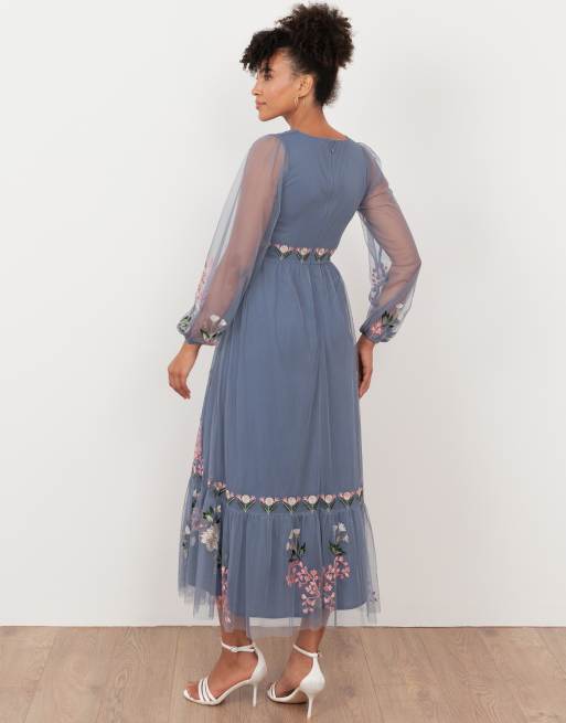 knee length dresses for ladies Peacock 3-in-1 Long Sleeve Polka Dot French Style Dress
