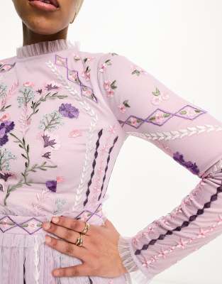 Maya sequin corset top co ord in lilac