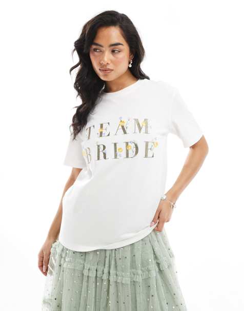 Maya Embroidered 'team bride' t-shirt in white