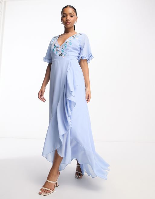 Baby blue embroidered outlet dress