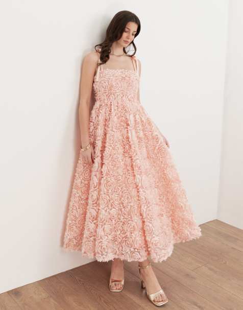 Maya Floral cami midi dress in peach - view 1