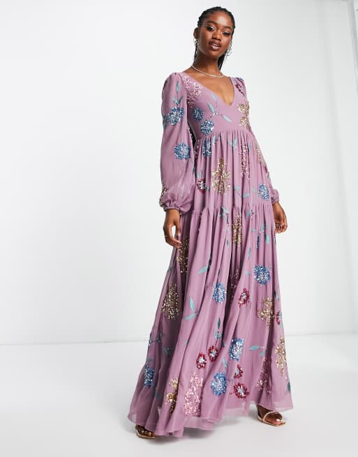 Floral embellished maxi clearance dress