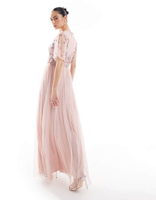 pink polka dot bridesmaid dresses Unique Vintage Pink Pin Dot Off The Shoulder Prairie Swing Dress main image 1