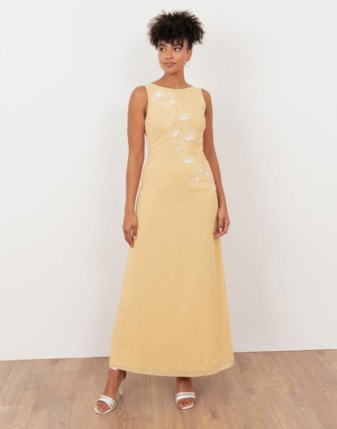 Maya Floral embroidery cowl back maxi dress in buttercream - view 1