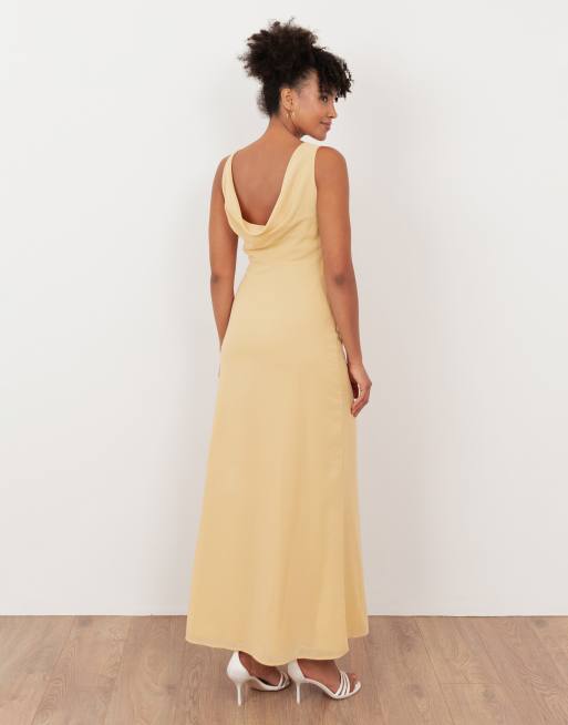 Maya Floral embroidery cowl back maxi dress in buttercream, 2 of 4