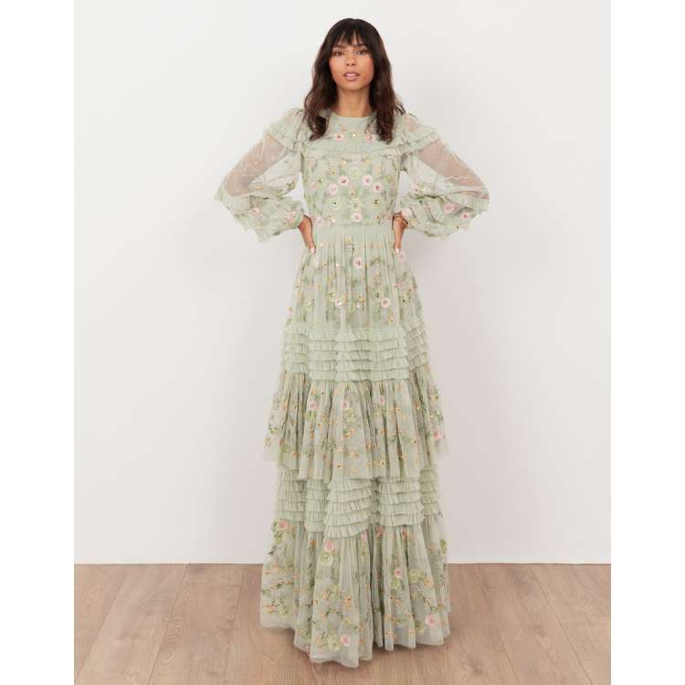 sachin and babi light blue dress Been Away Frill Maxi Dress Green Multi